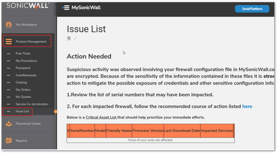 SonicWall MySonicWall Cloud Backup Breach: Configs Exposed