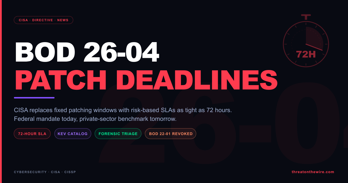 CISA's New Risk-Based Patching Deadlines: What BOD 26-04 Means Beyond the Federal Government