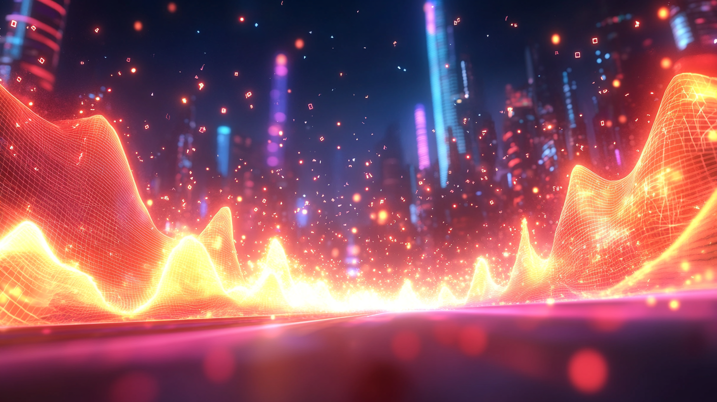 Torrent of incoming alert particles cascading through a wireframe triage funnel in purple and coral, filtering noise from genuine incident signatures