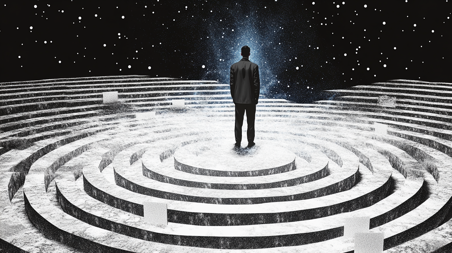 Digital figure at center of concentric cyan verification rings representing zero trust architecture authentication