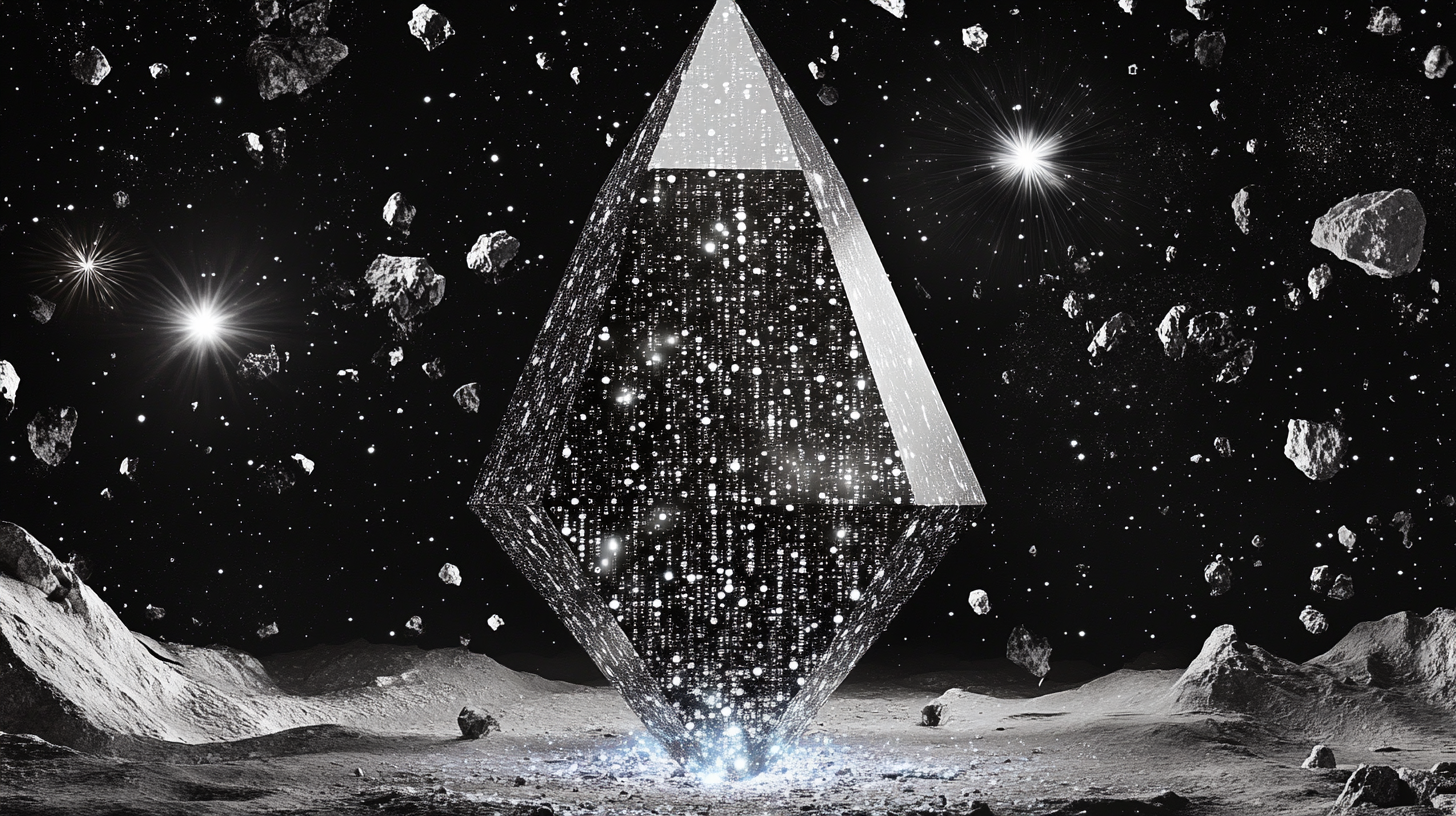 Towering holographic directory crystal with glowing identity entries representing LDAP directory services security