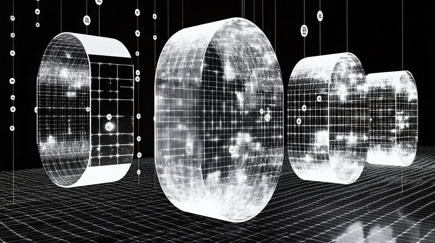 Four distinct holographic architectures representing DAC, MAC, RBAC, and ABAC access control models